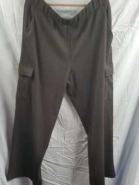 Avia Black Ribbed Cargo Pants with Side Pockets